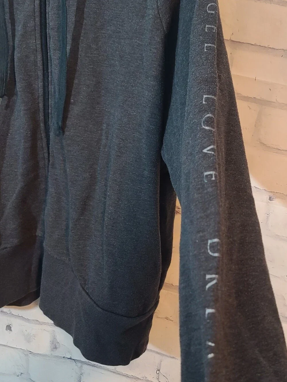 Victoria's Secret Love Gray Full Zip Hooded Fleece Hoodie w/ Pockets, L